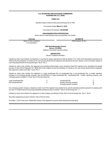 Thumbnail GrowGeneration
 10-Q Quarterly Report FY 