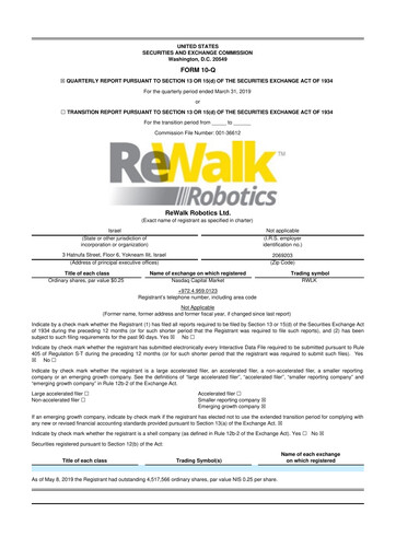 Miniature Lifeward 10-Q Rapport trimestriel 2019 