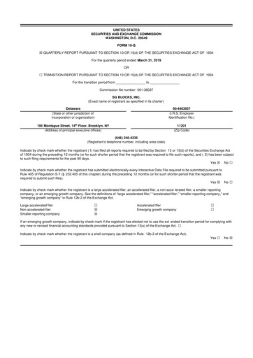 Vorschaubild Safe & Green Holdings 10-Q Quartalsbericht 2019 