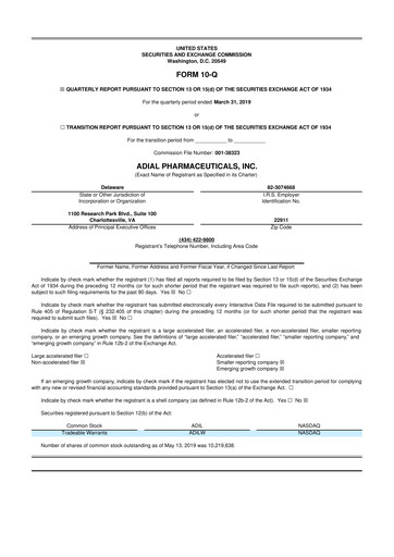Thumbnail Adial Pharmaceuticals
 10-Q Quarterly Report FY 