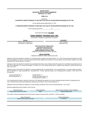 Thumbnail CBAK Energy Technology 10-Q Quarterly Report FY2019 