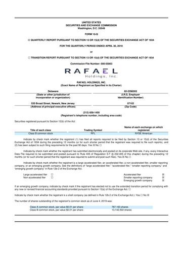 Vorschaubild Rafael Holdings 10-Q Quartalsbericht  