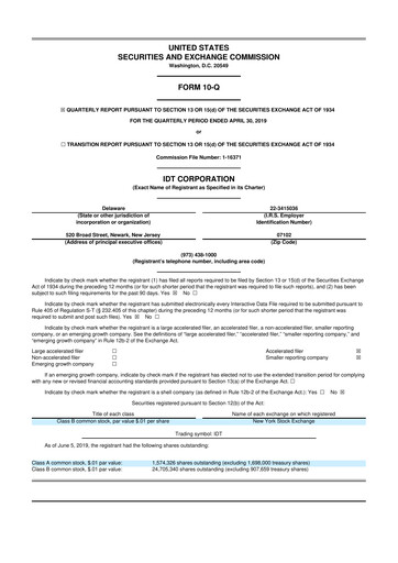 Thumbnail IDT Corporation
 10-Q Quarterly Report FY2019 