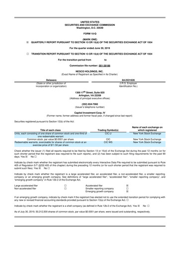 Thumbnail Custom Truck One Source 10-Q Quarterly Report FY2019 