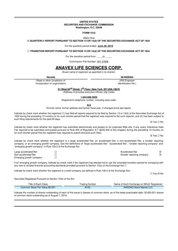 Thumbnail Anavex Life Sciences
 10-Q Quarterly Report FY2019 