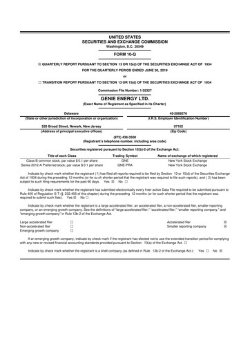 Miniature Genie Energy
 10-Q Rapport trimestriel 2019 