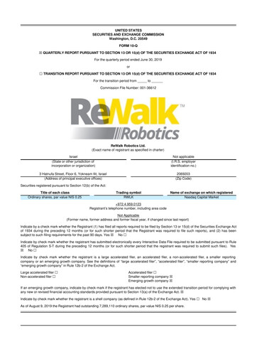 Miniature Lifeward 10-Q Rapport trimestriel 2019 