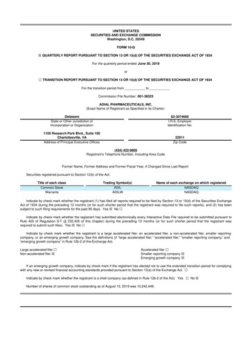 Thumbnail Adial Pharmaceuticals
 10-Q Quarterly Report FY 