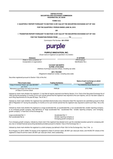 Thumbnail Purple Innovation
 10-Q Quarterly Report FY 