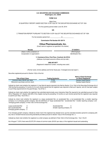 Vorschaubild Citius Pharmaceuticals
 10-Q Quartalsbericht 2019 