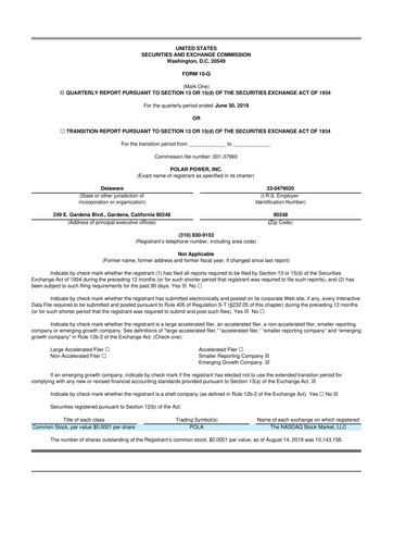 Miniature Polar Power
 10-Q Rapport trimestriel 2019 