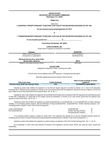 Vorschaubild LiveOne 10-Q Quartalsbericht  