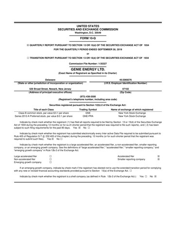 Miniature Genie Energy
 10-Q Rapport trimestriel 2019 