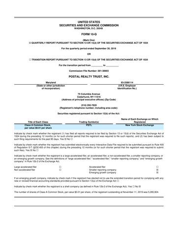 Thumbnail Postal Realty Trust 10-Q Quarterly Report FY 