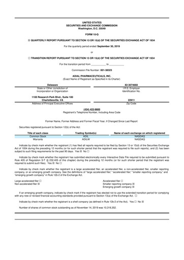 Thumbnail Adial Pharmaceuticals
 10-Q Quarterly Report FY 