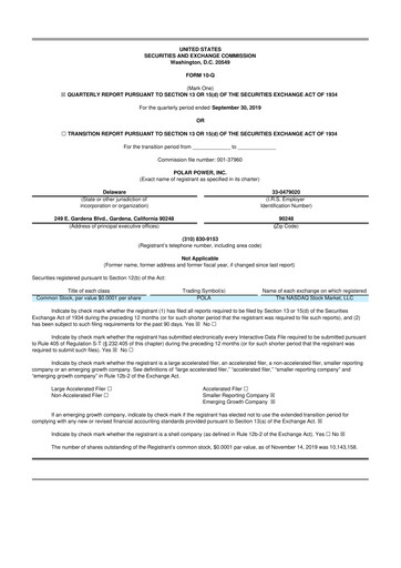 Miniature Polar Power
 10-Q Rapport trimestriel 2019 