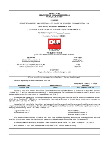 Thumbnail OLB Group 10-Q Quarterly Report FY2019 