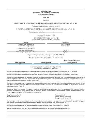 Thumbnail Esports Entertainment
 10-Q Quarterly Report FY2020 