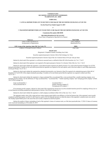 Vorschaubild Oramed Pharmaceuticals 10-K Jahresbericht 2019