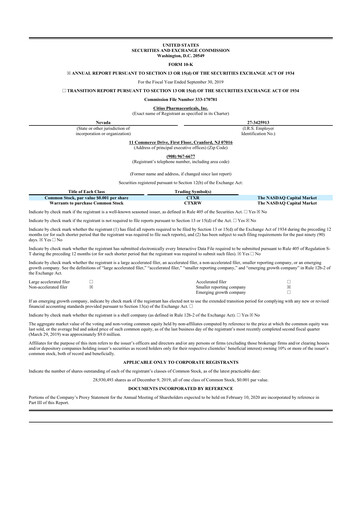 Thumbnail Citius Pharmaceuticals
 10-K Annual Report 2019