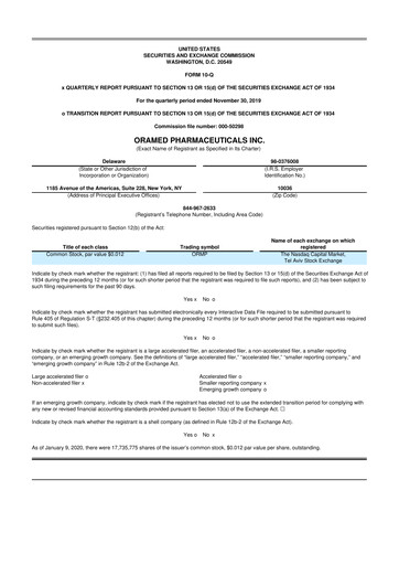 Thumbnail Oramed Pharmaceuticals 10-Q Quarterly Report FY2020 