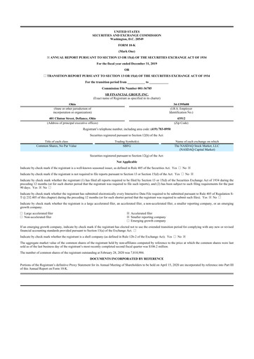 Miniature SB Financial Group 10-K Rapport annuel 2019