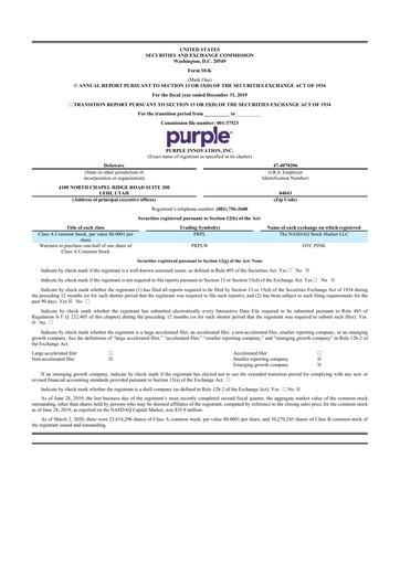 Thumbnail Purple Innovation
 10-K Annual Report 2019