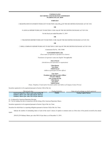 Thumbnail Nano Dimension
 20-F Annual Report 2019