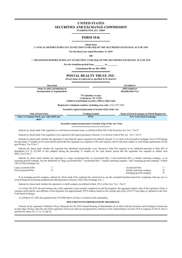 Thumbnail Postal Realty Trust 10-K Annual Report 2019