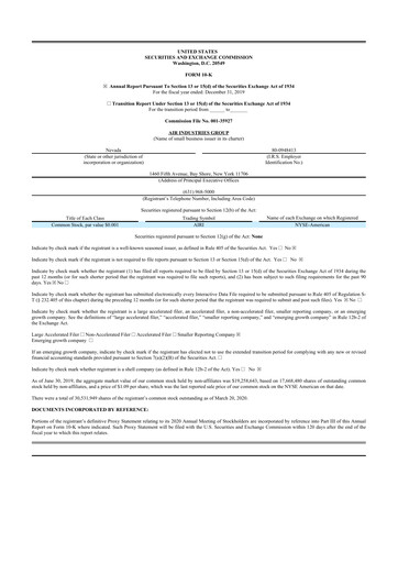 Thumbnail Air Industries Group 10-K Annual Report 2019