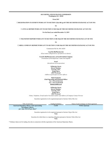 Thumbnail Can Fite Biopharma
 20-F Annual Report 2019