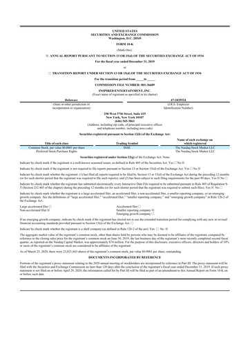 Thumbnail Inspired Entertainment 10-K Annual Report 2019