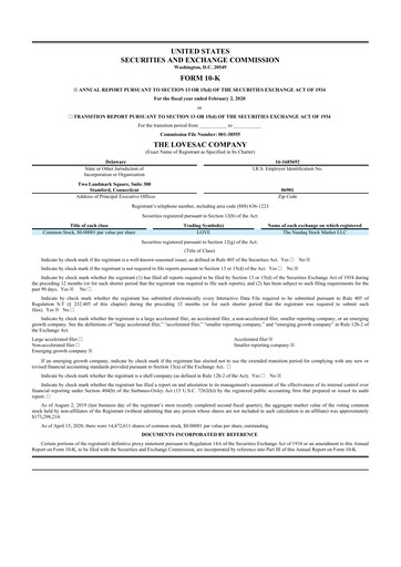 Vorschaubild LoveSac
 10-K Jahresbericht 2020