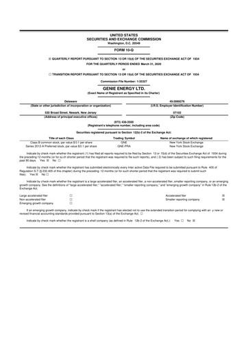 Miniature Genie Energy
 10-Q Rapport trimestriel 2020 