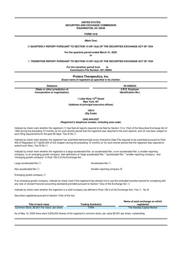 Thumbnail Protara Therapeutics 10-Q Quarterly Report FY 