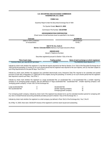 Thumbnail GrowGeneration
 10-Q Quarterly Report FY 