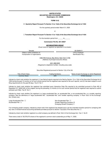 Thumbnail Air Industries Group 10-Q Quarterly Report FY2020 