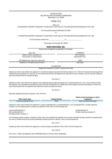 Thumbnail Enzo Biochem 10-Q Quarterly Report FY 