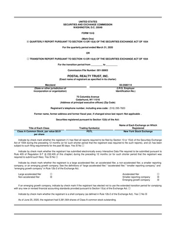 Thumbnail Postal Realty Trust 10-Q Quarterly Report FY 