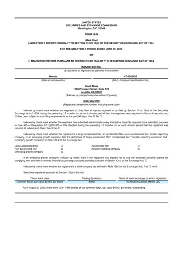 Thumbnail INmune Bio 10-Q Quarterly Report FY 