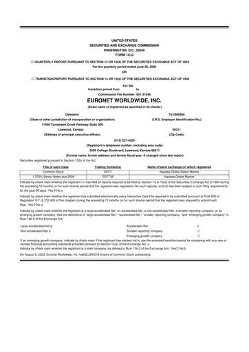 Vorschaubild Euronet Worldwide
 10-Q Quartalsbericht 2020 