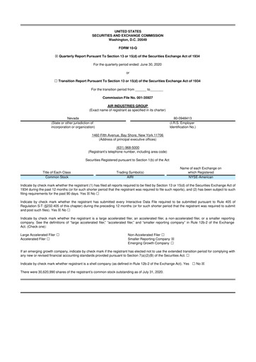 Thumbnail Air Industries Group 10-Q Quarterly Report FY2020 