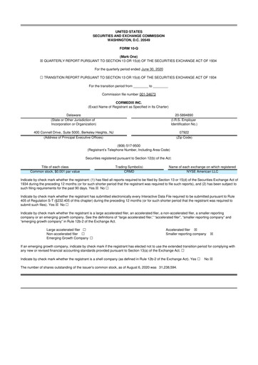 Thumbnail CorMedix 10-Q Quarterly Report FY2020 