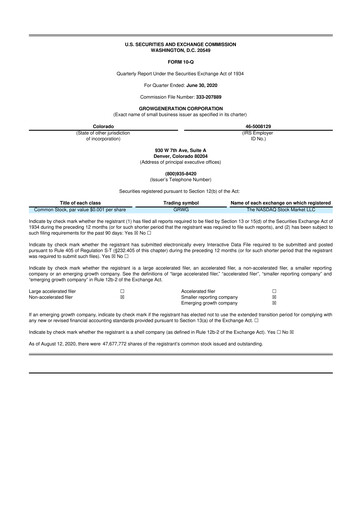 Thumbnail GrowGeneration
 10-Q Quarterly Report FY 