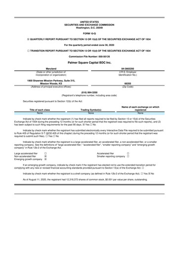 Thumbnail Palmer Square Capital BDC 10-Q Quarterly Report FY 