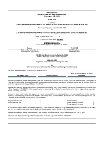 Thumbnail Ondas Holdings 10-Q Quarterly Report FY2020 