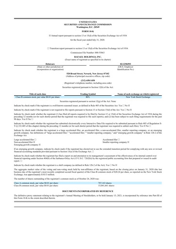 Miniature Rafael Holdings 10-K Rapport annuel 2020