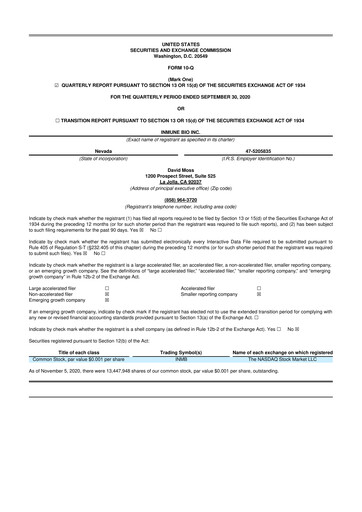 Thumbnail INmune Bio 10-Q Quarterly Report FY 