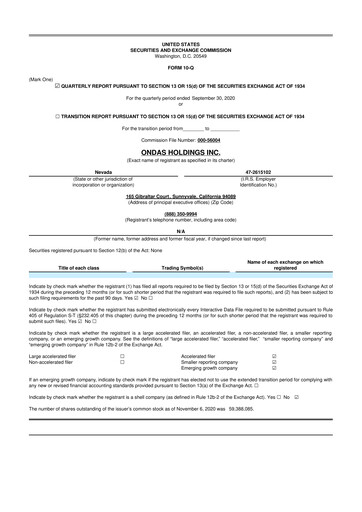 Thumbnail Ondas Holdings 10-Q Quarterly Report FY2020 