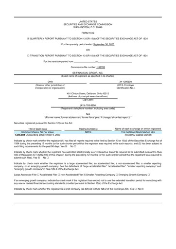 Thumbnail SB Financial Group 10-Q Quarterly Report FY2020 